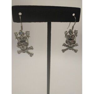 Skull & Crossbones Earrings With Rhinestones